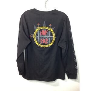 HUF Shirt Black Weed Cannabis Long Sleeve Shirt Streetwear Rare Men's Sz Medium